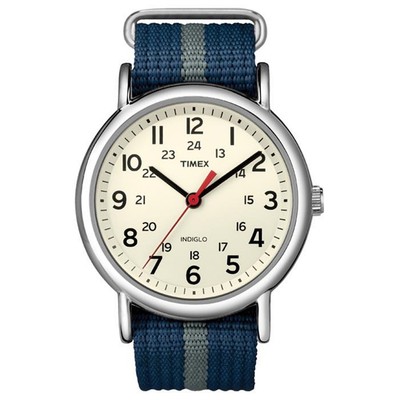 Timex T2n654jv Weekender Stripe Watch Blue Authorized Dealer