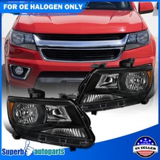 Black Headlights For 2015-2022 Chevy Colorado Halogen Headlamps Assembly Pair