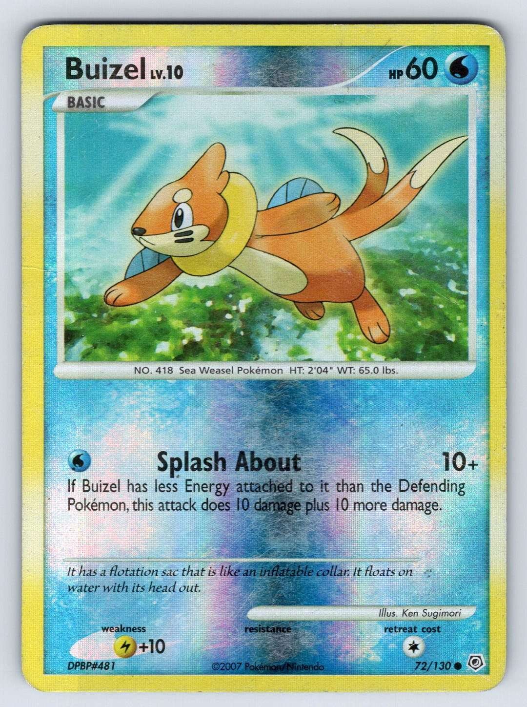 Buizel 72/130 Diamond & Pearl Reverse Holo Common Pokemon Card DMG