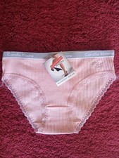 BNWT CORALLE KLAARE - WOMENS PINK RIB STYLE COTTON BRIEFS SIZE S/M-