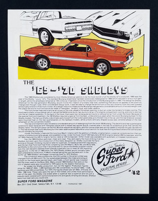 1969 1970 SHELBY COBRA GT 350 & GT 500 MUSTANG SUPER FORD MAGAZINE Literature
