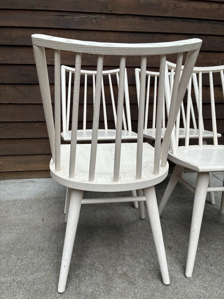 Silla de comedor contemporánea Lewis Windsor de roble blanco roto Foto 3 de 4