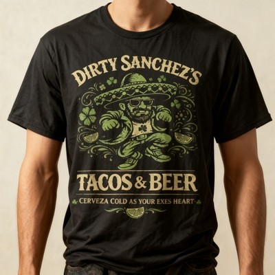 Dirty Sanchez's Tacos & Beer Men Women T-Shirt, Gildan 5000 Tee