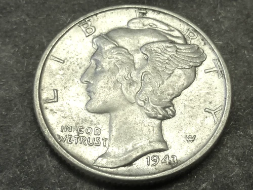 1943 MERCURY DIME AU/UNC