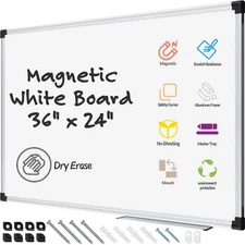 X BOARD Dry Erase Whiteboard 36" x 24" Large Magnetic White Board 3' x 2'