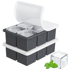 Large Ice Cube Tray for Whiskey: Silicone Ice Cube Trays with Lid - 2Pack Big...