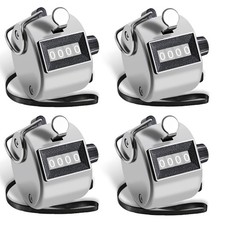 4 Pack Metal Handheld Tally Counters 4-Digit Mechanical Clicker 0-9999 Lanyards