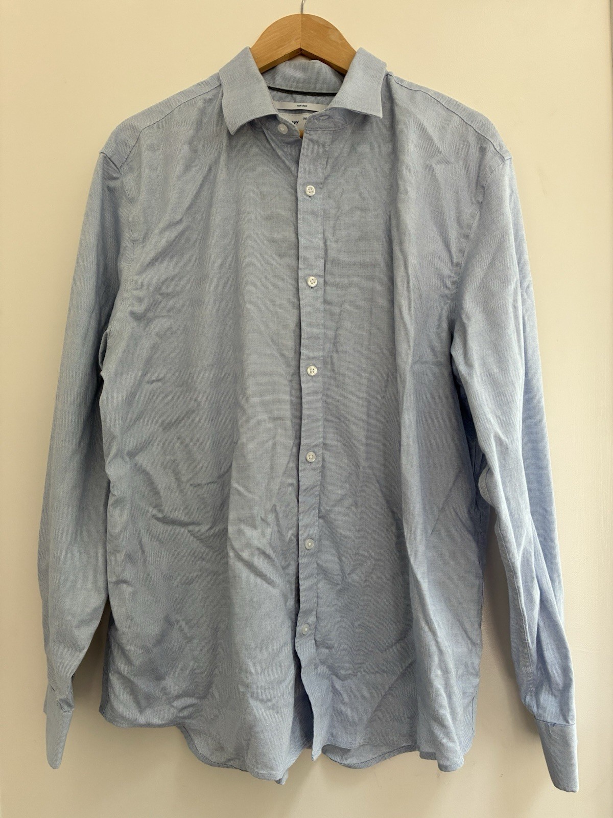 Old Navy The Signature Shirt Mens Slim Fit Built-In-Flex Button-Up Shirt Blue XL