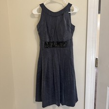 Vera Wang Lavender Label Dress Womens Gray Blue Silk Lining Sleeveless Size 0 