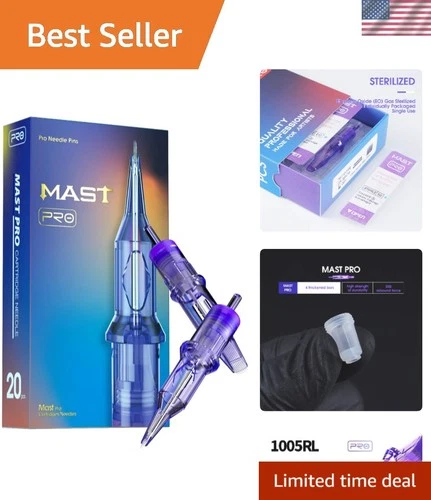 High-Density Plastic Tattoo Cartridges 1005RL – 20 Bugpin Round Liner Needles - product listing photo