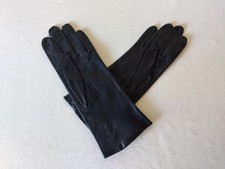 1950s Aris Black Leather Gloves   Silk Lined   Ladies Size 7