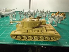 Marx Vintage Tan American Tanks and Soldiers and German Tanks and Soldiers