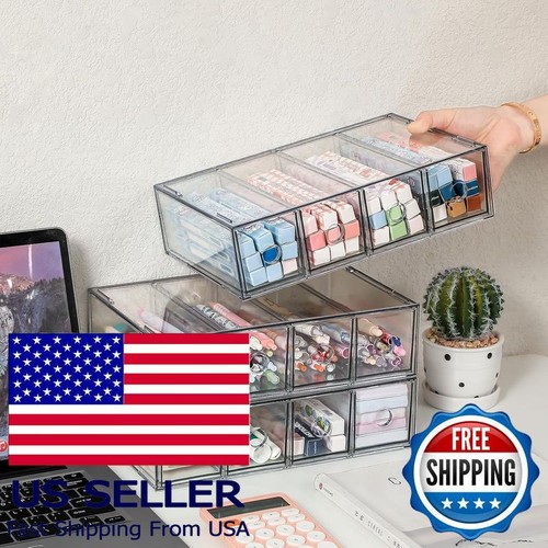 3-Pack Stackable Acrylic Storage Drawers, Clear Organizer for Makeup & Jewelry