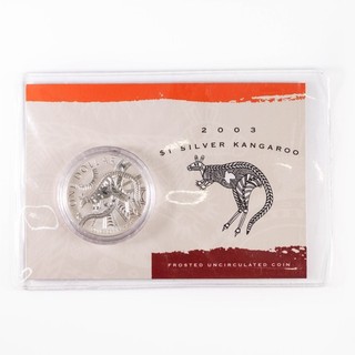 2003 RAM $1 Fine Silver Kangaroo 1oz Frosted Uncirculated Coin Carded
