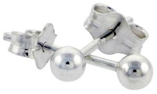 3mm Small Sterling Silver Round Ball Stud Earrings NEW