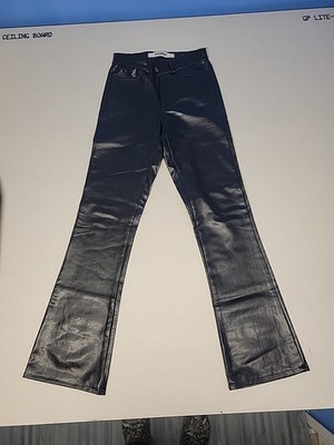 Mavi Women's Chrissy Boot Cut Pants Black Faux Leather Size 24/32 