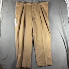 Oak Hill Pleated Khaki Pants Mens 48x30 Stretch Cotton Twill Tan DXL NWT