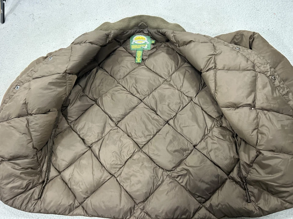 Chaqueta de Plumón de Ganso Cabela's Para Hombre Grande Marrón Acolchada Frente a Presión Bombardero Caza Foto 4 de 4