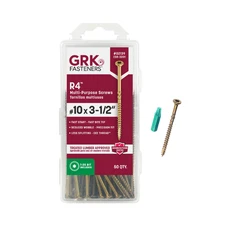 GRK Fasteners R4™ #10 x 3-1/2 Inch, Multi-Purpose Framing Screws, 50 PCS, Rust