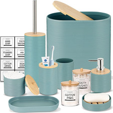 Bathroom Accessories Set 11Pcs,Complete Bathroom Organizer with Trash Can,Soap D