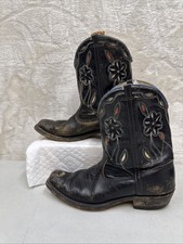 1930s or 1940s Child s Leather Cowboy Boots Inlays Size 8 No Size Tag 1 Antique
