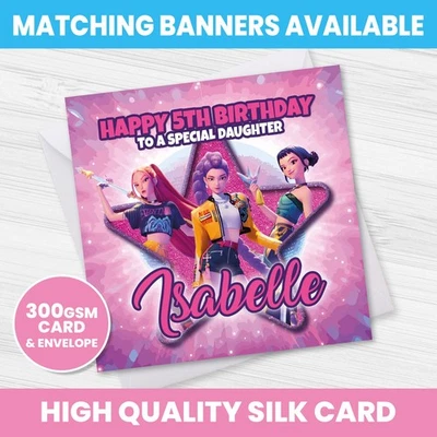 HAPPY HIPPO PARTY SUPPLIES PERSONALISED KPOP BIRTHDAY CARD DEMON HUNTERS ANY NAME AGE RELATION OCCASION