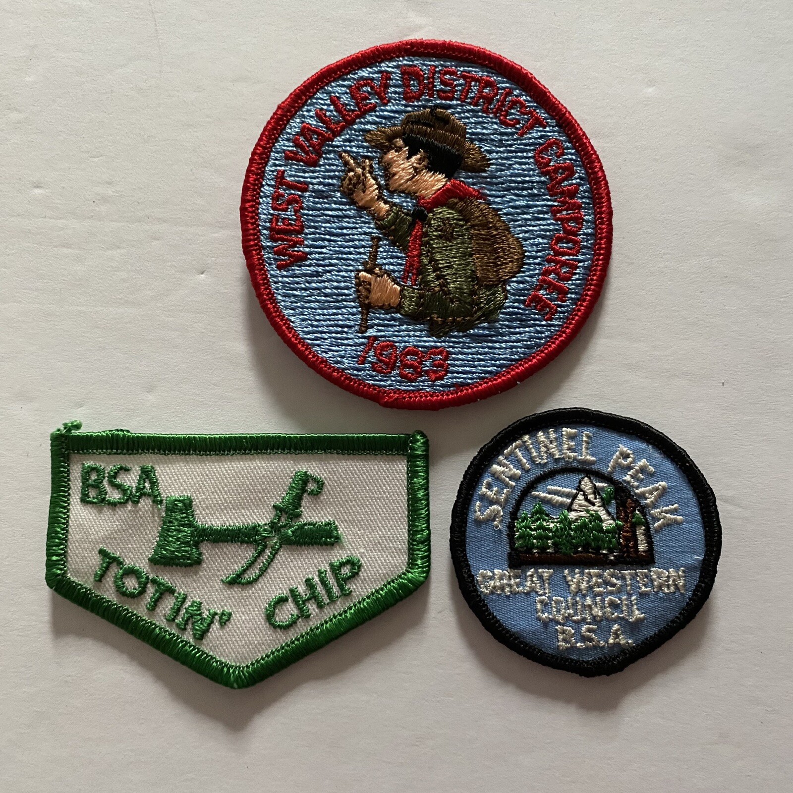 Boy Scout of America BSA lot of 3 Patches Vtg 80s Sentinel Peak Totin ...