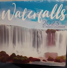 2023 Waterfalls Mini Wall Calendar 5.5" X 6" closed 6" X 11" open 16 month