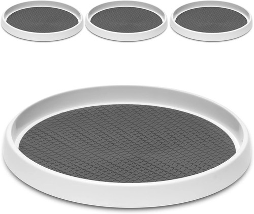 12-Inch Non-Skid Turntable Lazy Susan Organizer [4 4 Pack - 12 Inch, White