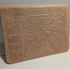 Unique Egyptian Embossed Leather Zippered Notebook, 2 Papyrus bookmarks & Pen