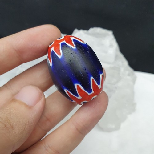 Beautiful 6 layers chevron bead Blue Chevron Glass Bead 40mm x 30mm BIG Bead - Picture 4 of 12