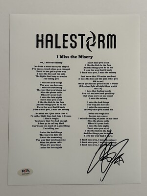 LZZY HALE SIGNED LYRIC SHEET AUTOGRAPHED HALESTORM BAND LEAD SINGER PSA COA