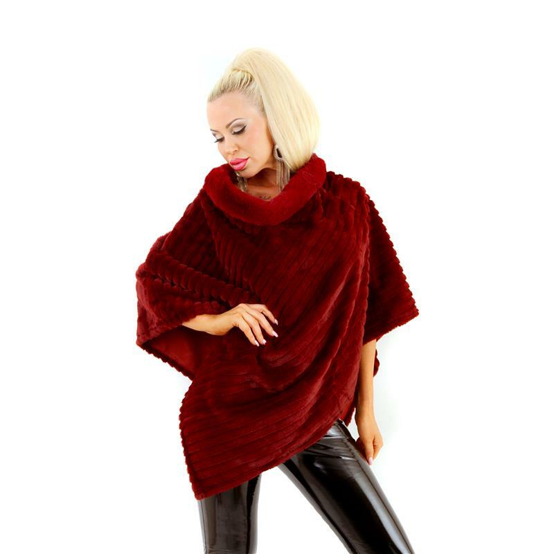 Ladies Faux Fur Poncho Cape Shawl 