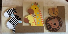 Lambs and Ivy Safari Wall Hangings Set of 3 Zebra, Giraffe, Lion