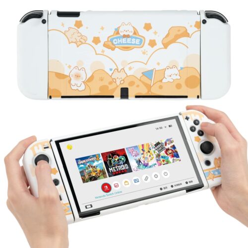 For Nintendo Switch OLED Protctive Case TPU Slim Shell Soft Cover Cheese Cat - Picture 2 of 9