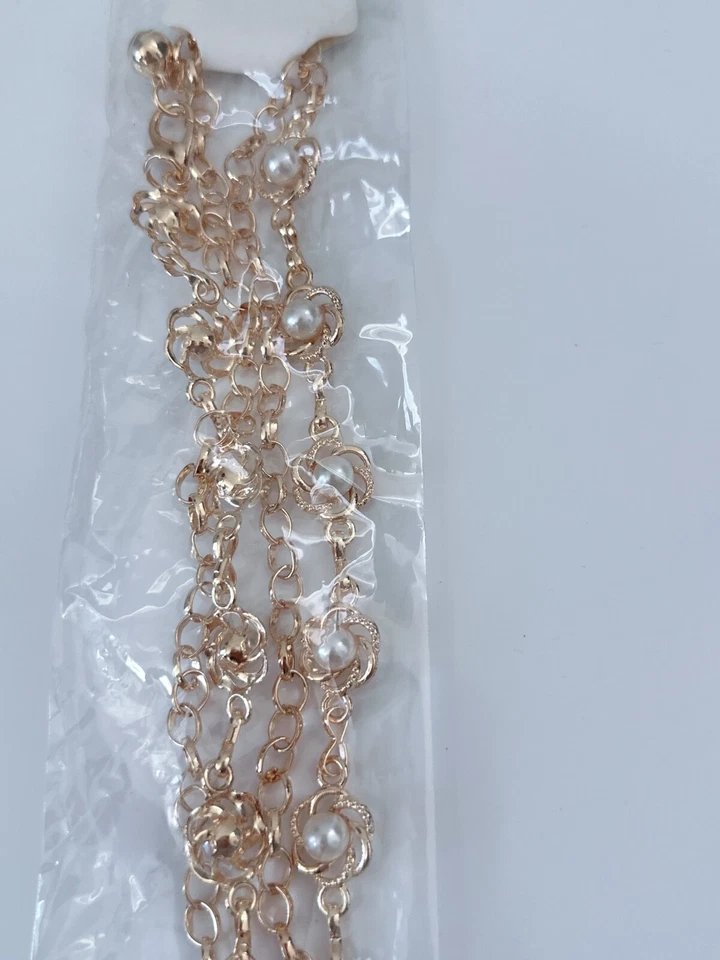 Mujeres Perla Metálico Dorado Flor Fiesta Cadena Vestido Borla Cinturón Ajustado Foto 3 de 4