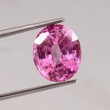 7.40 Ct - Natural Flawless Ceylon Pink Sapphire Loose Oval Gemstone Cut 12x10 MM