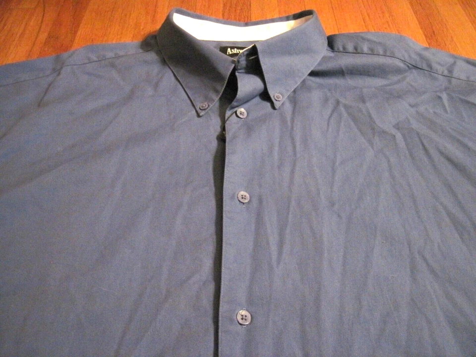 Ashworth Deep Blue Long Sleeve Cotton Oxford Dress Shirt 3XLT NWT - Image 2 of 4