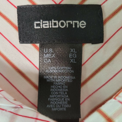 Claiborne Mens Button Down Shirt Size XL Striped Cotton French Cuff - Picture 5 of 12