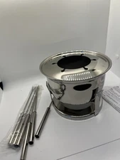 Crate & Barrel Stainless Steel Tea Light Cheese & Chocolate Fondue Set of 6 809