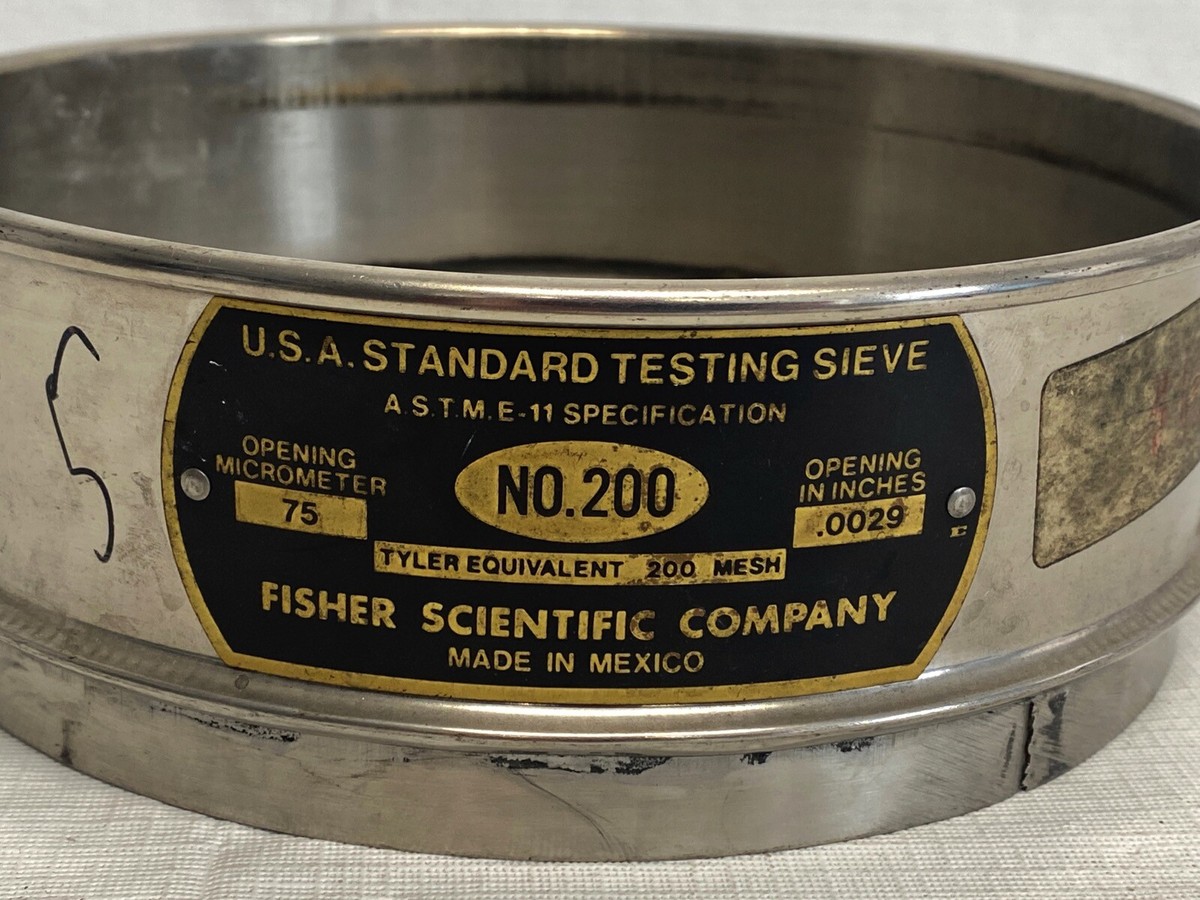 FISHER 8” USA Standard No. 200 Mesh SS Full Height Test Sieve 75um