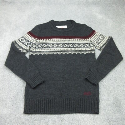 Superdry Jumper Mens Small Grey Pullover Sweater Nordic Knit
