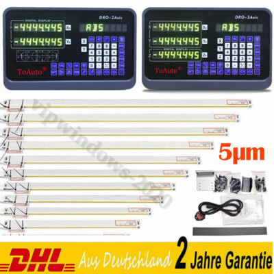 TOAUTO 2/3 Achsen Digitalanzeige DRO 5μm lineare Skala Scale 100-1000mm,DE