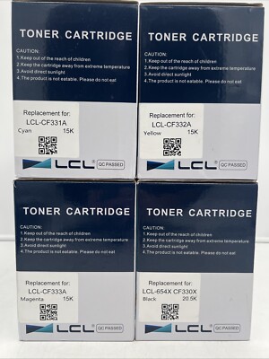 NEW LCL 654X 654A Toner Cartridge Set CF330X CF331A CF332A CF333A CMYK - SEALED