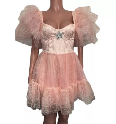 open lace back dress Dolls Kill X Strawberry Shortcake Puffy Sleeve Print Mini Dress main image 1