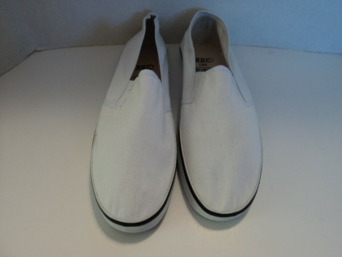 white canvas deck shoes