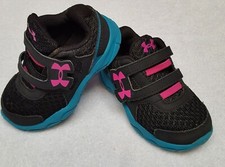 Toddler Baby Girls Pink/Black UNDER ARMOUR Athletic Sneakers Shoes Sz 5 K VGC