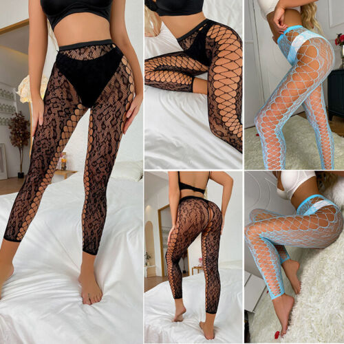 Collant donna vita alta calze sexy a rete collant maglia coscia calze alte - Foto 2 di 14