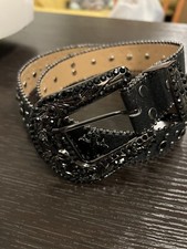 Black Rhinestones Detailing, with Metal Crosses Grunge Belt