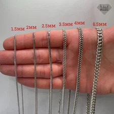 Solid Sterling Silver Miami Cuban Link Chain Necklace 925 Silver Chain 1.5-6.5mm